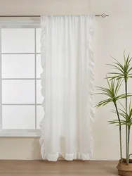1PC Scandinavian Simple Style White Semi-Blackout Lightweight Soft Curtain For Living Room Bedroom Party Holiday Home Decoration