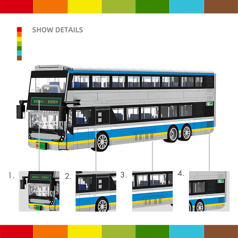 2025 novo ônibus infantil brinquedo quebra-cabeça blocos de construção ônibus público londres ônibus de dois andares meninos 6-12 anos de idade modelo estatueta