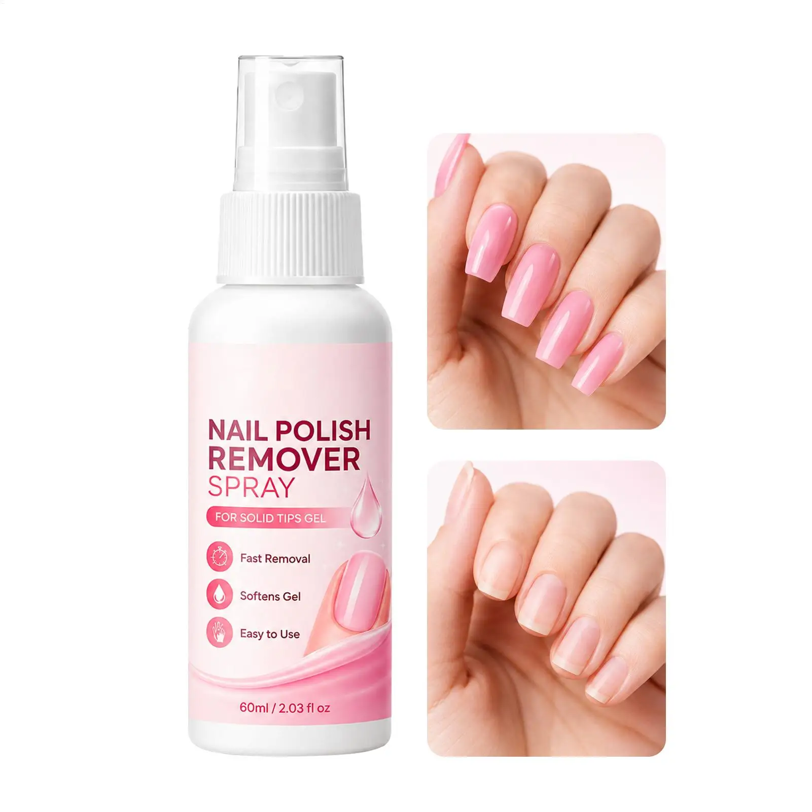Gel Remover for Nails No Soaking Powerful Instant Removal Spray No Wrapping Hard Gel Nail Remover for Home Daily Travel Manicure