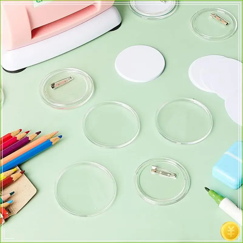 100Pcs Acrylic Clear Buttons,Make Your Own Buttons,Acrylic Design Button Badge For DIY Craft School Activities 2.25 Inch