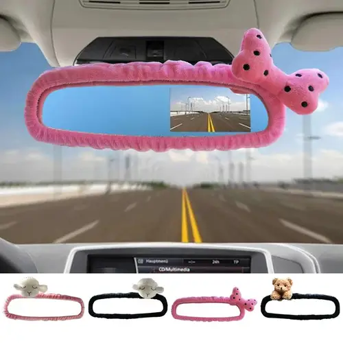 Imagen 1 del producto Cubierta de espejo retrovisor Interior de coche, funda protectora de cordero/pajarita, estilo de coche