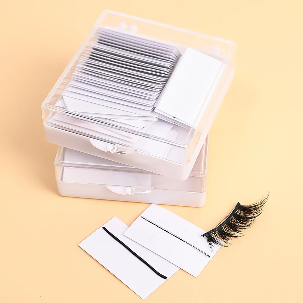 40/50 ピース/箱再利用可能な自己粘着接着剤不使用まつげ接着剤ストリップつけまつげメイクツール接着剤なしまつげ低刺激性