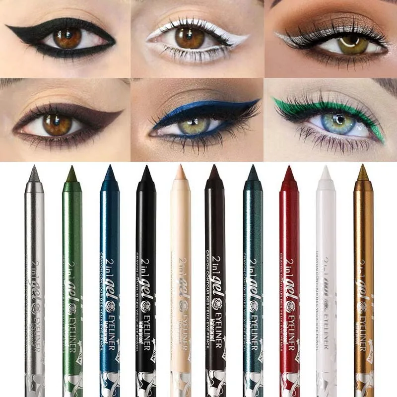 Matita per eyeliner colorata a lunga durata Pigmento impermeabile a prova di sudore Penna per fodera marrone colorata Nessuna sbavatura Cosmetici per il trucco degli occhi