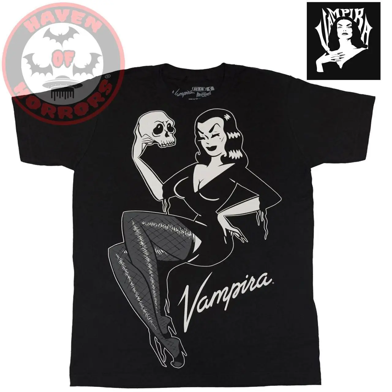 

Vampira Jumbo Skull Pin-up T-shirt