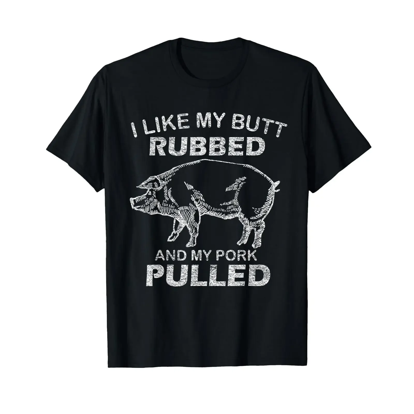 Mens I Like My Butt Rubbed Pork Pulled Funny BBQ T Shirt black S vintage Washed graphic Breathable Top For Everyday Wear