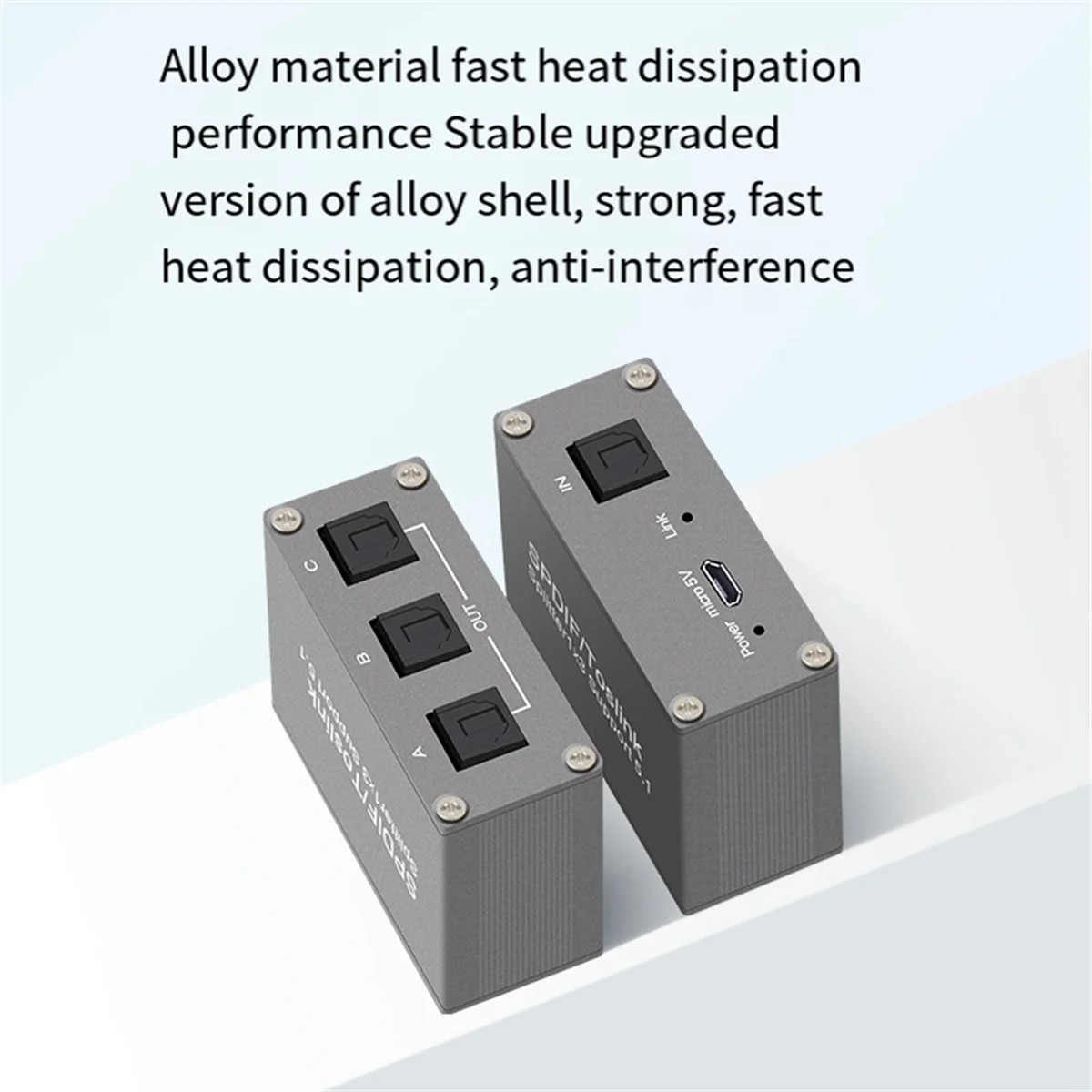 Divisor de áudio óptico digital, 1 em 3 Out Splitter, suporte 5.1, SPDIF TOSLINK, fibra óptica