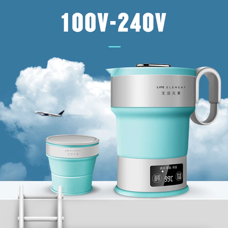 100V-240V Smart Folding Kettle 0.6L Multifunction Travel Electric Kettle Portable Boiling Water Kettle Home Insulation Kettle