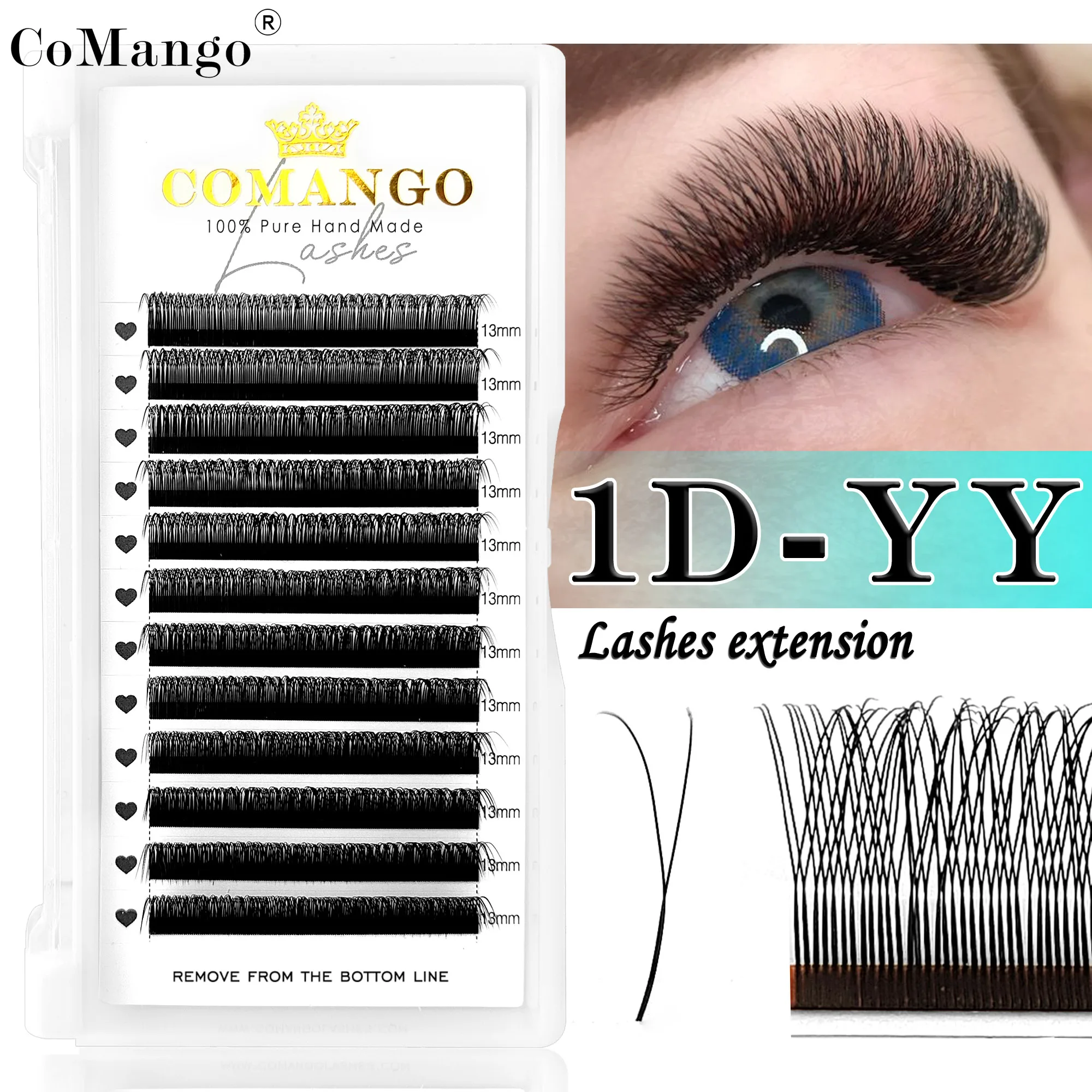 CoMango 1D Y Shape Lash Single&Mix 8-15mm Natural Soft Y Style Wygodne przedłużanie sztucznych rzęs