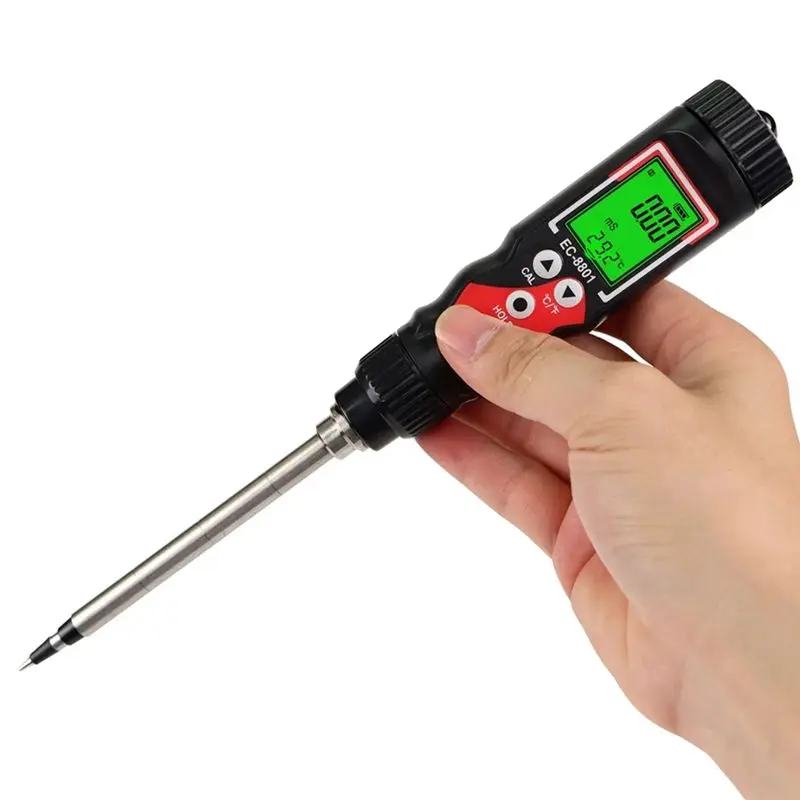 Easy Use EC Soil Detector Digital EC Temperature Soil Tester Electrical Conductivity Soil Meter For Potted Plants Garden