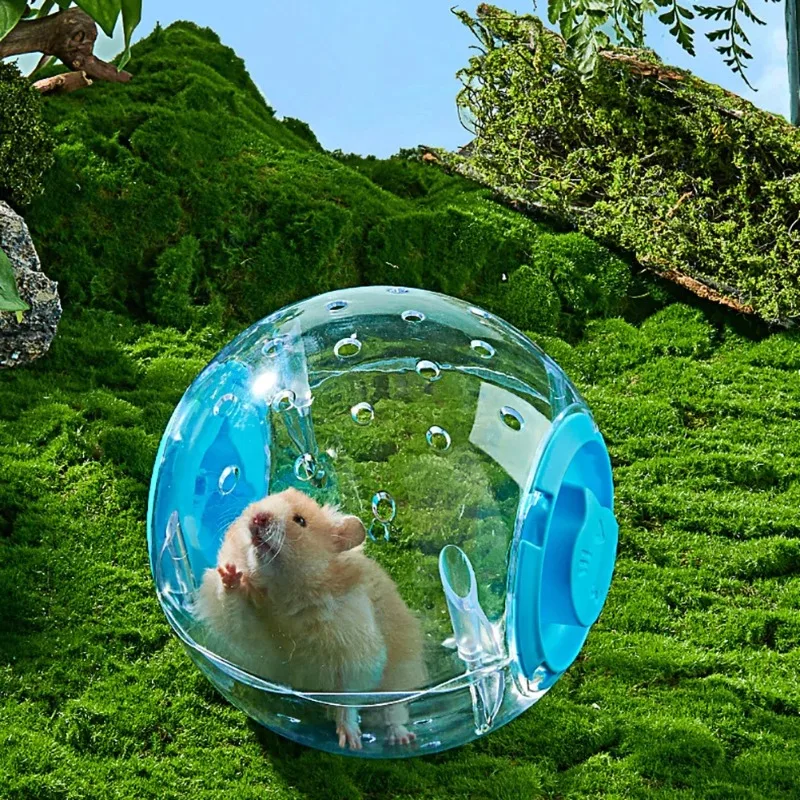 Pelota de ejercicio para hámster, rueda transparente para correr con cuerda de tracción para animales pequeños, suministros para mascotas de 14cm/18/cm