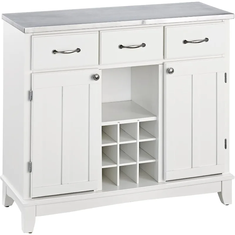 Create-a-Cart White 4 Door Cabinet Kitchen Cart with Gray Granite Top Crafted From Hardwood Solids and Veneers