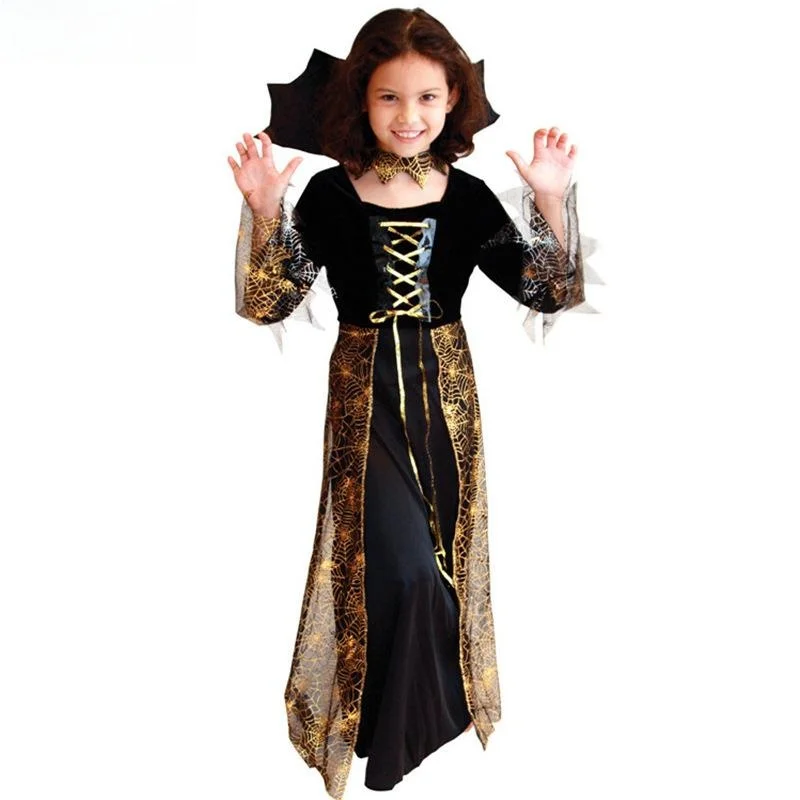 تنورة طويلة مرقعة من Loween Par للأطفال الساحرة Dr Gold Spider Web Me، ملابس نسائية تقليدية من Hanfu #2