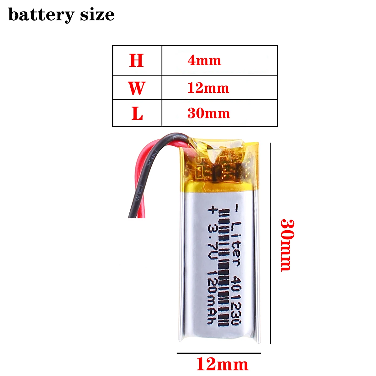 5pieces polymer Lithium Ion Battery 3.7 V,401230 401030 120mah  Ce Fcc Rohs Msds Quality Certification