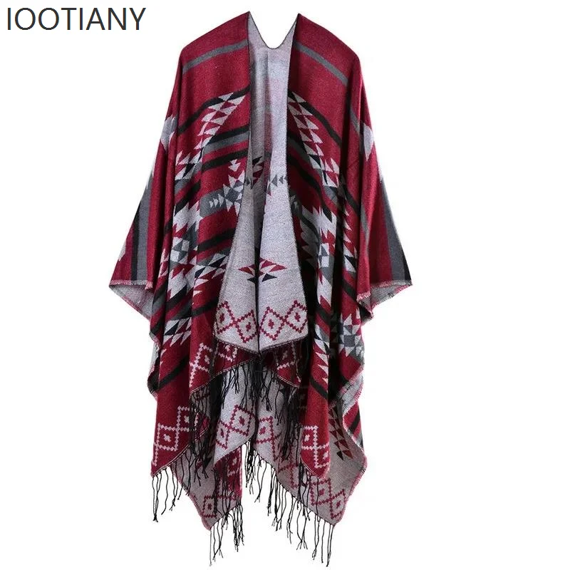 Autumn And Winter Popular New Scarf Women's Cross Plum Blossom Tassels Extended Shawl Imitation Cashmere Thickened Shawl Scarf 6