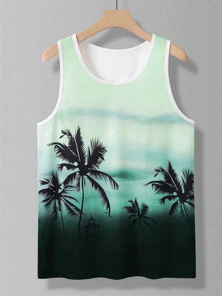 New Summer Men\'s Casual Top 3D Simple Printed T-Shirt Men\'s Fashion Large Size Sleeveless Pool Top Hawaiian Style Vest Clothing