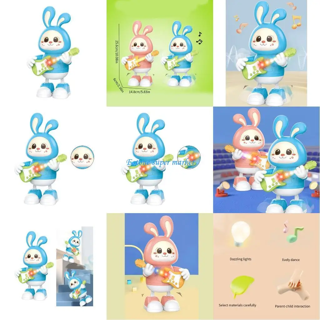 090B Kleurrijk konijn speelgoed licht zingen dansen elektrisch speelgoed voor kinderen kerstcadeau