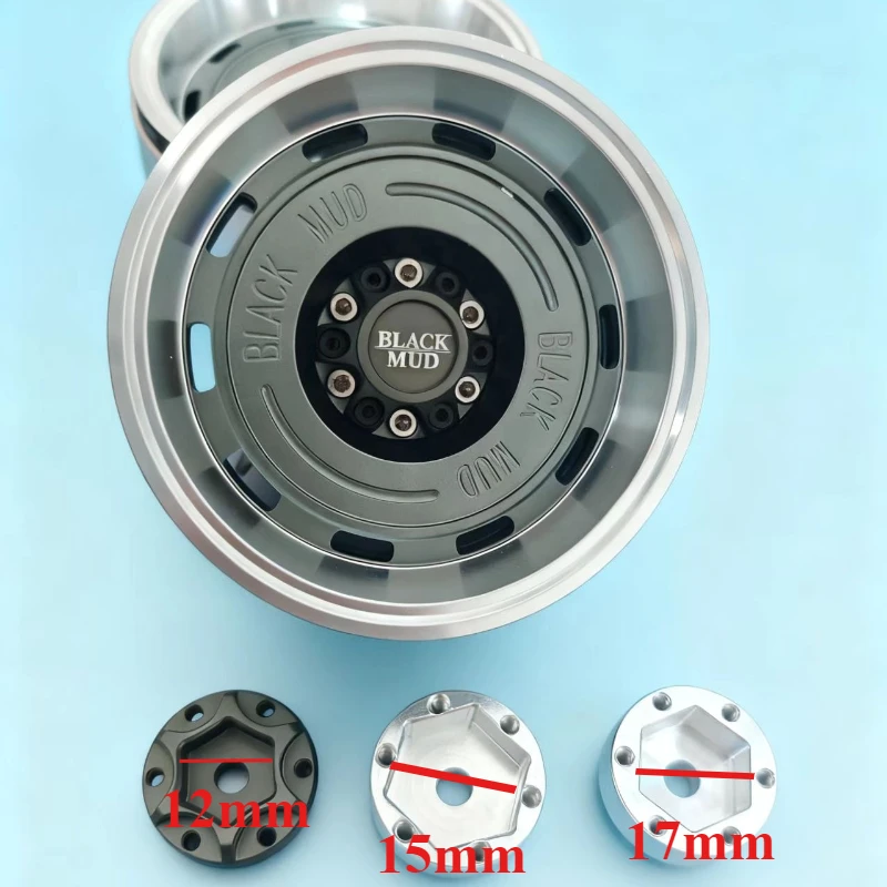 

4pcs 2.6 Inch Black Mud Metal Tire Wheels for 1/8 RC Crawler Car Easy Control 4082 H8H F150 UT4 Rbx10 1:7 Lelalo MK07 JK07 Parts