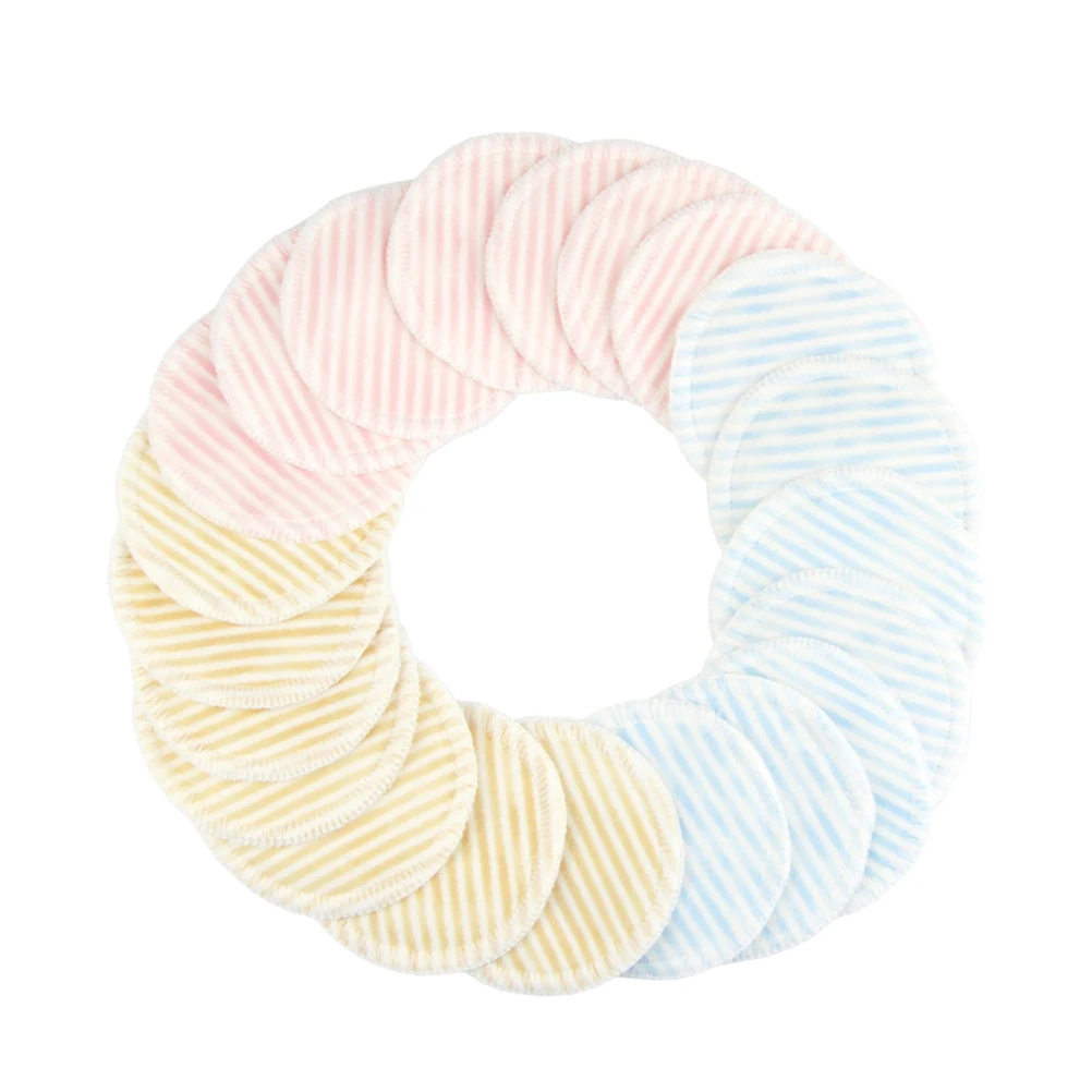 

12pcs Makeup Remover Pads Bamboo Fiber Double Layer Reusable Facial Cleansing Pads Khaki Sky Blue Pink Each Gentle Face