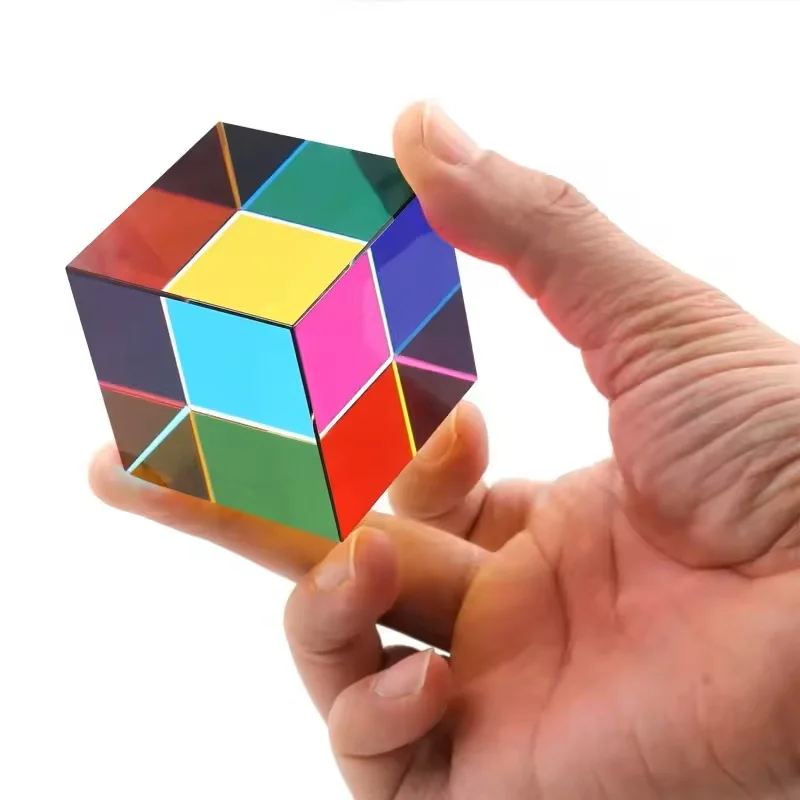 Cube de prisme magique scientifique 40mm, Cube magique en cristal hexaédrique CMY, Cube de couleur 3D, photographie, jouets d'ornement de bureau