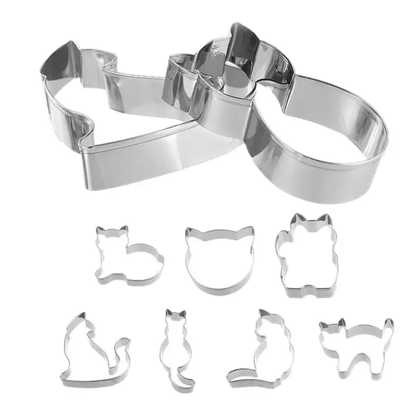 Cute Cookie Cutters 9 Pieces Stainless Steel Cat Shape Cookie Cutters Mini Durable Funny Cookie Cutters For Cookies Sandwich