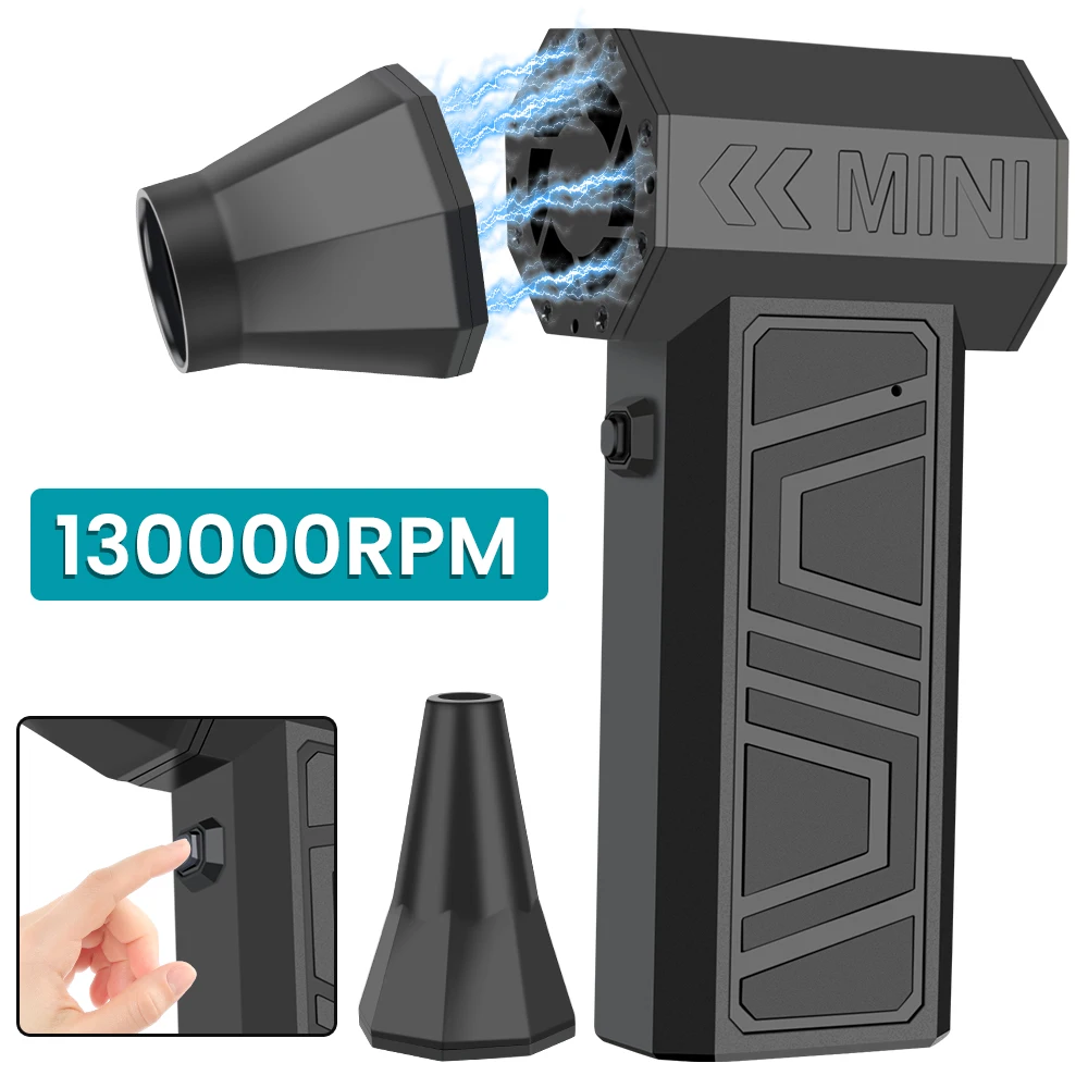 Turbo Jet พัดลมทําความสะอาดเครื่องมือเป่าลมรถเป่าหิมะ 3 เกียร์ปรับไฟฟ้า Air Duster 130000 การชาร์จ RPM Type-C