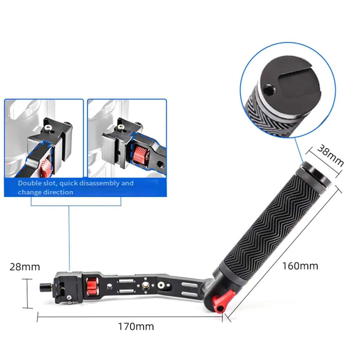 SCLS Angle Handle Grip Handgrid Gimbal 1/4 Thread Handheld Stabilizer for Model: RSC2 RS3 RS3mini