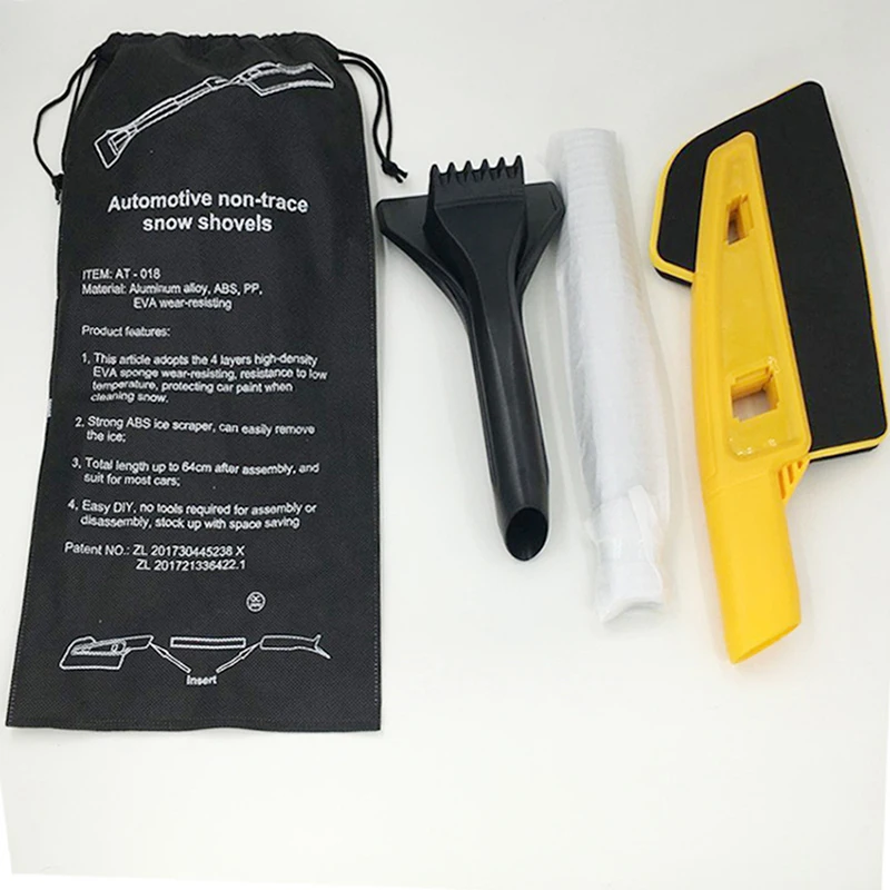 Snow Brush Sponge Cleaner and Ice Scraper Snow Removal Tool Detachable Car Ice Scraper with Storage Bag for Windshield