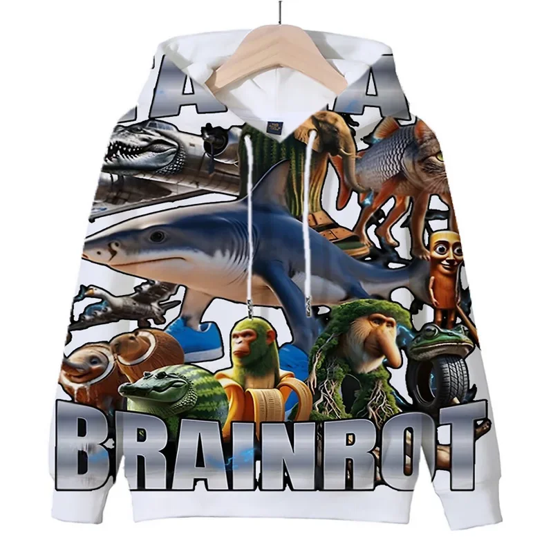 سترة أطفال إيطالية Brainrot ملابس أطفال ممتعة بنمط لعبة Bombombini Guzini بقلنسوة فضفاضة للرجال والنساء بلوفرات رائعة