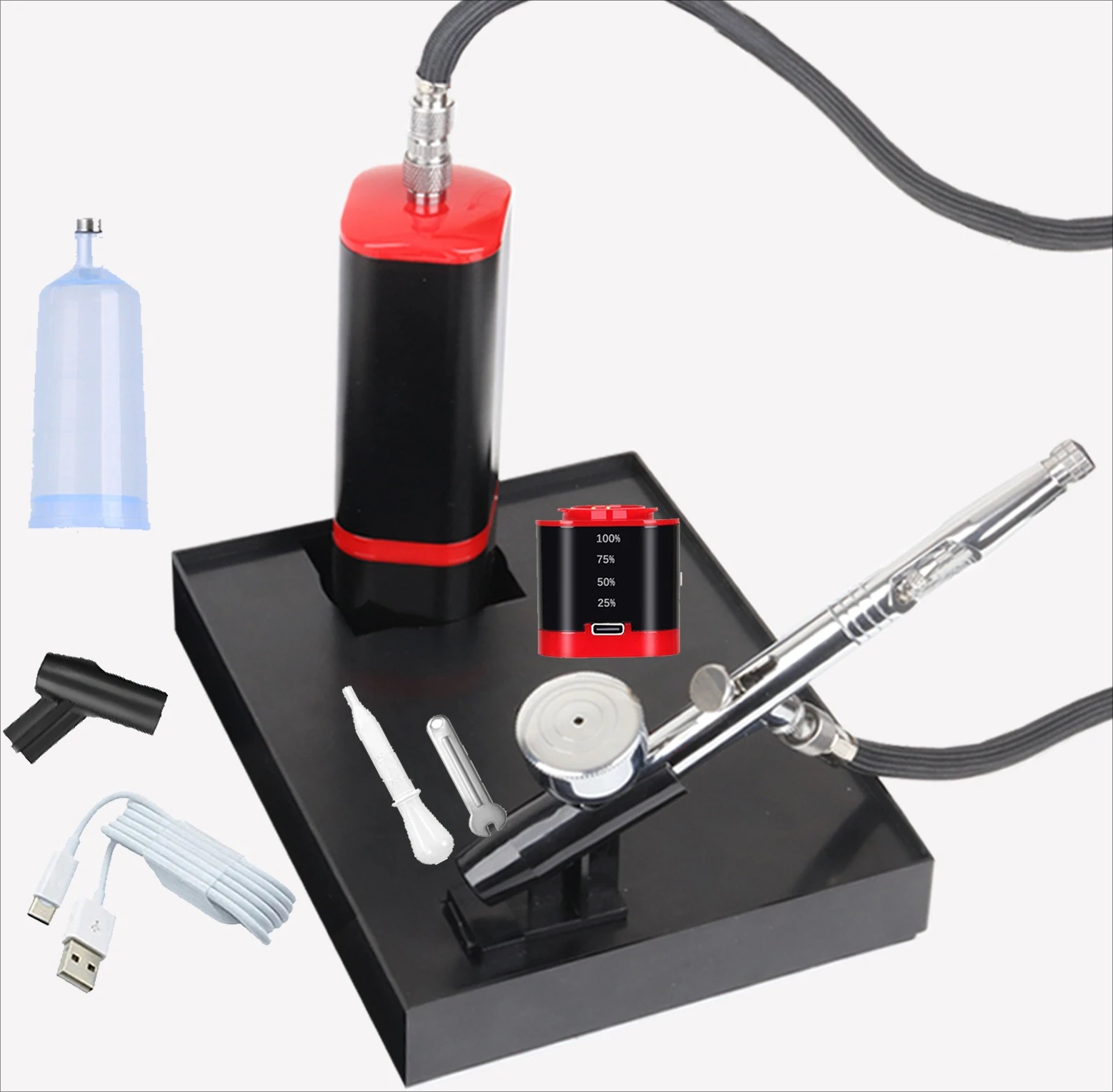 Handheld detachable battery with pipe, high-pressure spray painting, oxygen injection and water supplement spray instrument