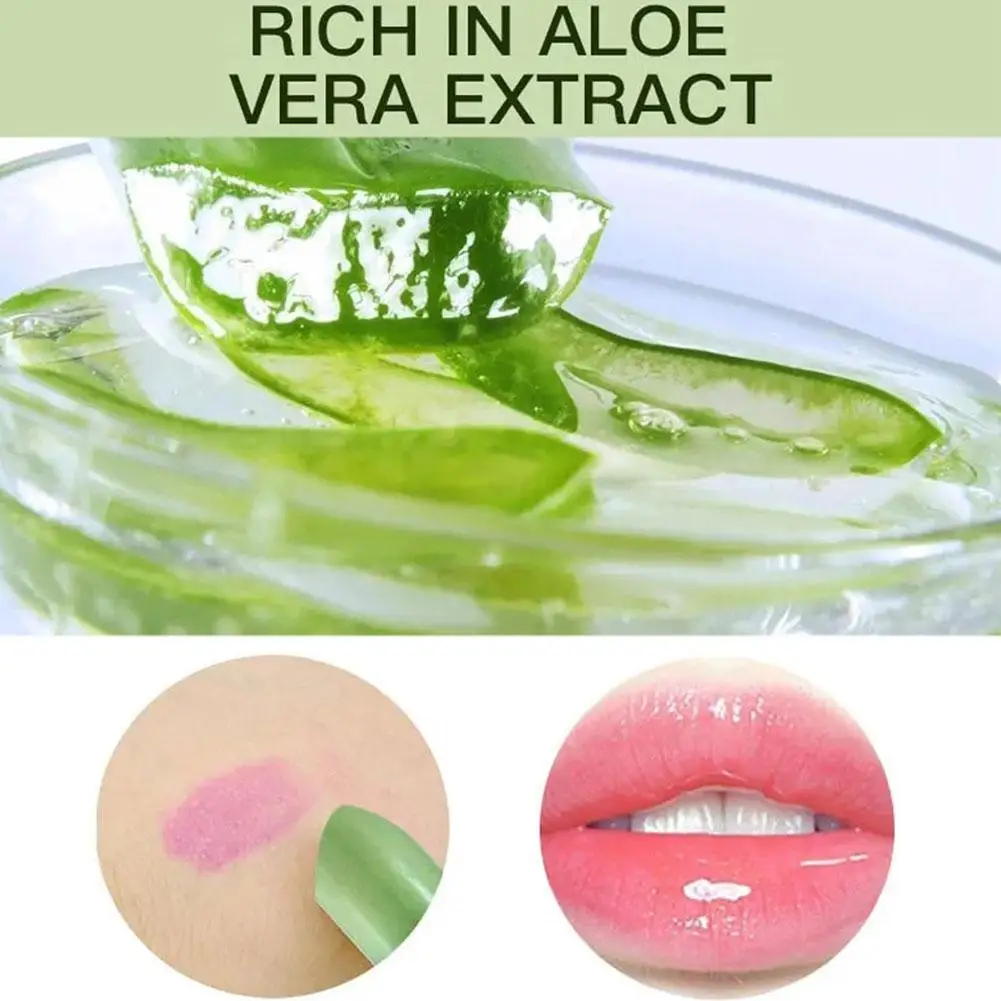 Natural Aloe Vera Moisturizing Lipstick Color Change Nouritious Exfoliating Lasting Balm Long Care Lip Moisturizing Lip Z4j0