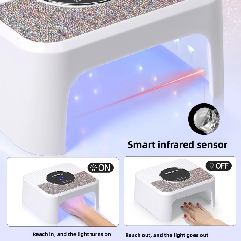 مصباح مانيكير جديد كبير المساحة، مجفف أظافر مزدوج اليد عالي الطاقة، سريع الجفاف، مصباح علاج بالضوء غير الداكن #4