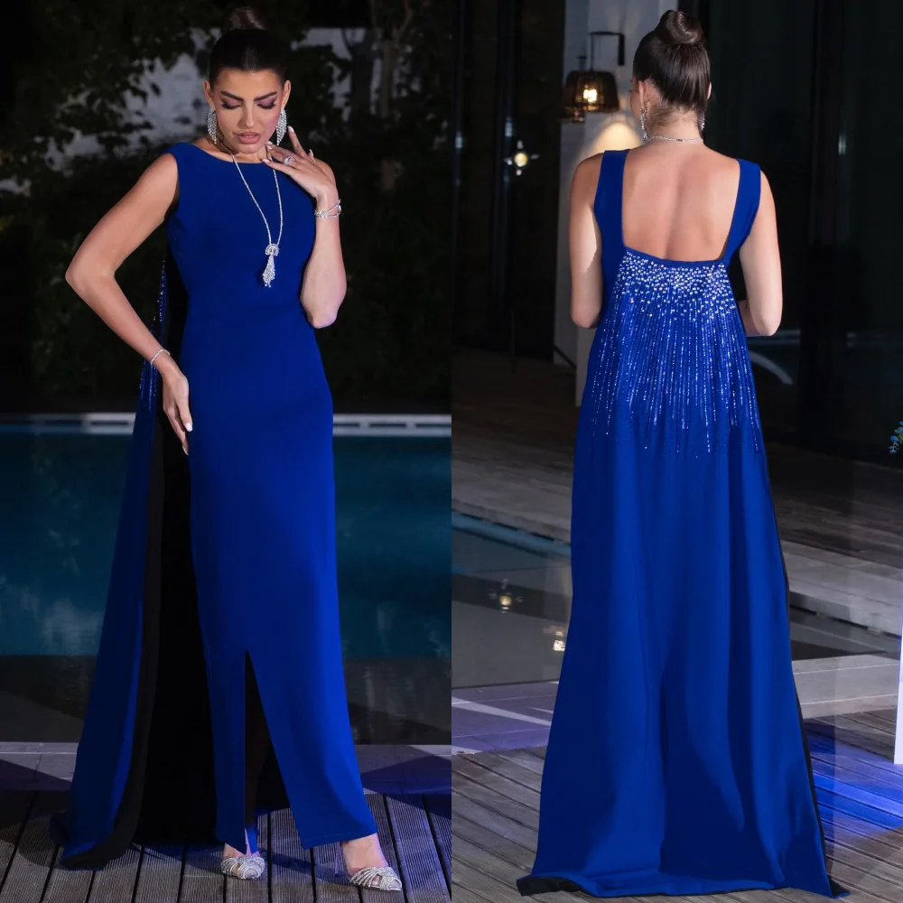 

Jiayigong Jersey Beading Draped Formal A-line O-Neck Bespoke Occasion Gown Long Sleeve Dresses Saudi Arabia