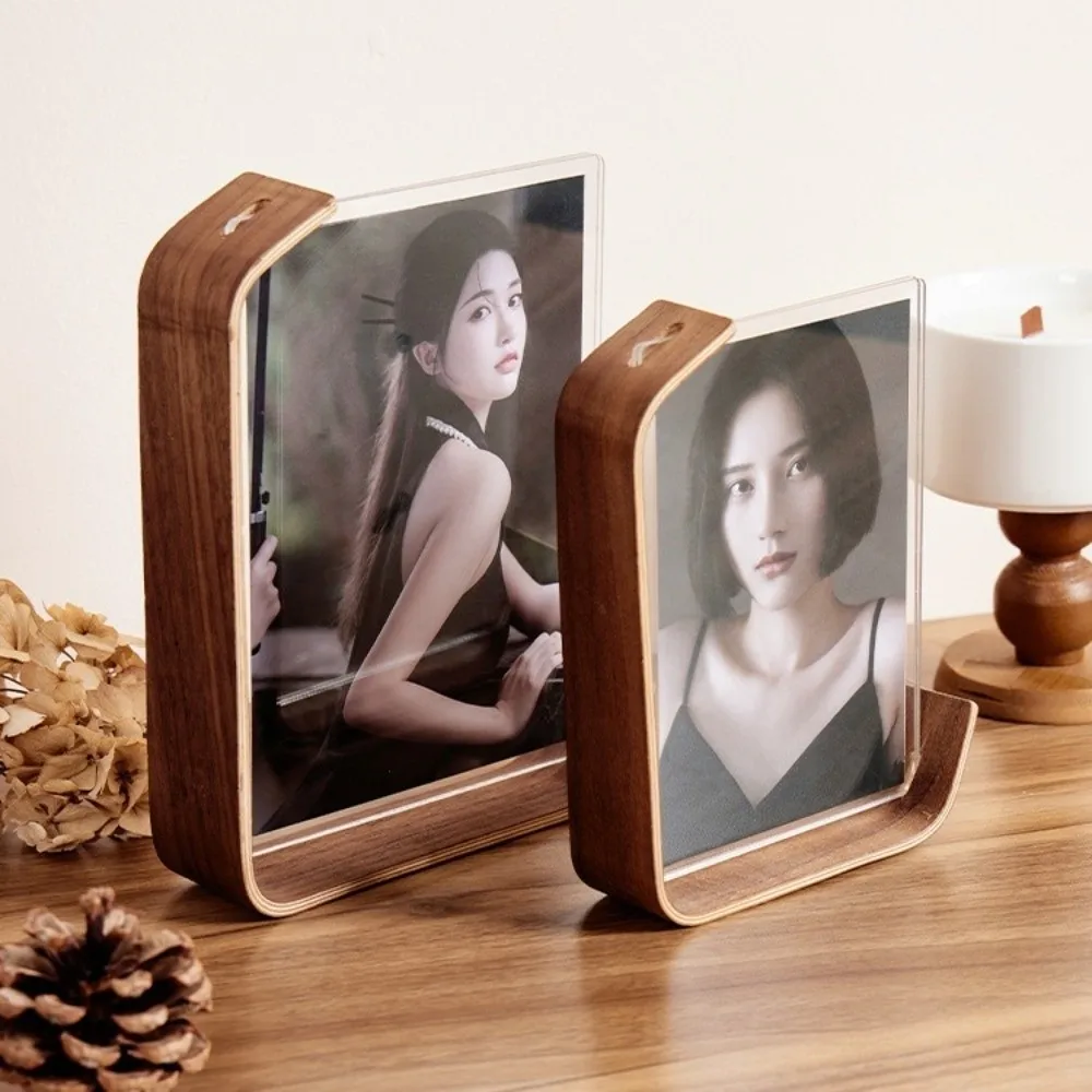 Memory Keepsake 6 Inches Wooden Photo Frame Alien Acrylic Material Double-sided Frame Tabletop Display Photo Frame Gift
