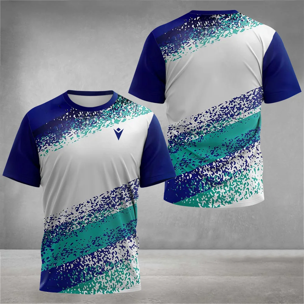 Summer Outdoor Running Workout Sportswear Fashion Printed O-Neck Short-Sleeved T-Shirt Men\'s Tennis Badminton Training T Shirt