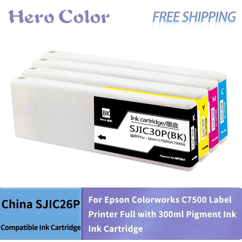 

Совместим с принтером этикеток с чернильным картриджем SJIC26P Epson TM-C7500, полным с пигментными чернилами емкостью 300 мл
