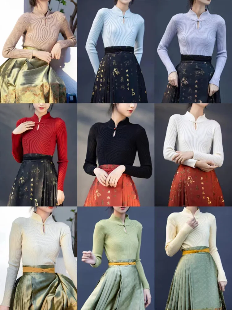 

Оригинальная вязаная основа irt с пуговицами и воротником для женщин, осень-зима, сезонная Faion Hanfu Sle