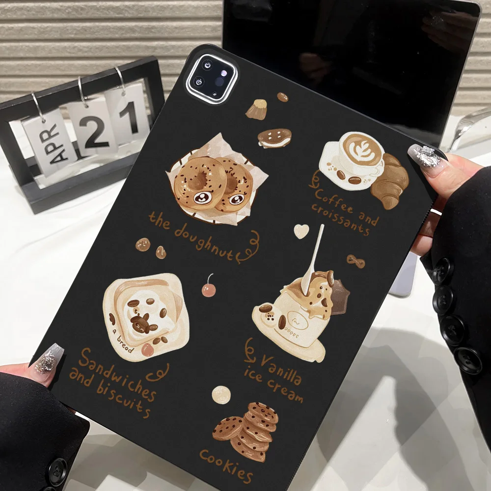 Aesthetic Tablet Case for Xiaomi Pad 6S 7S 6 7 8 Pro 11.2 inches Mini 8.8 inch Shell Breakfast Bread Coffee Pattern Shockproof