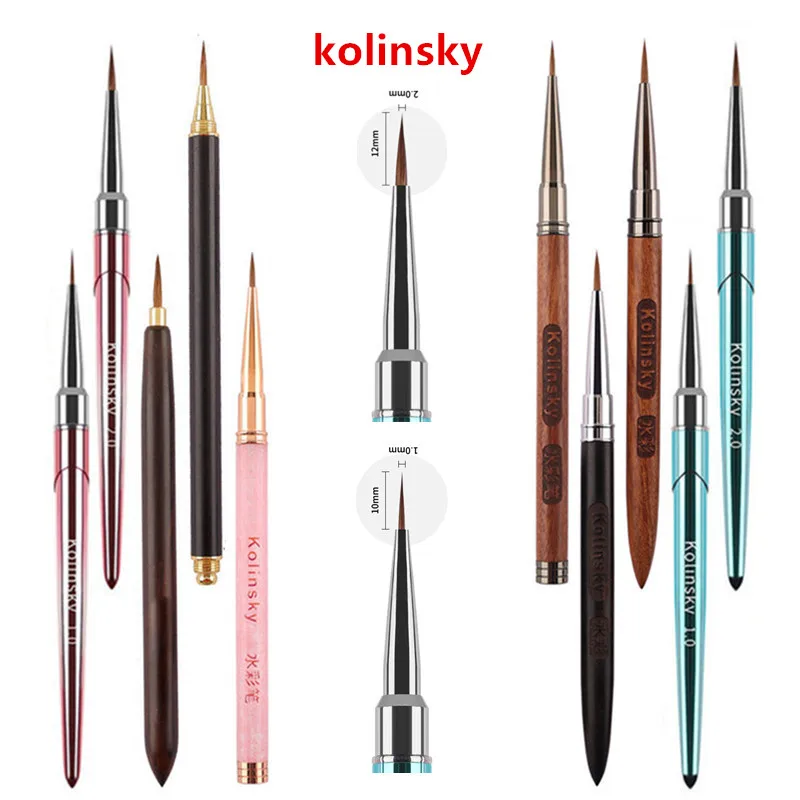 

Новая акриловая кисть для ногтей Kolinsky, 10 стилей, фиолетовая, для дизайна ногтей, из чистого соболя Kolinsky, для 3D-росписи