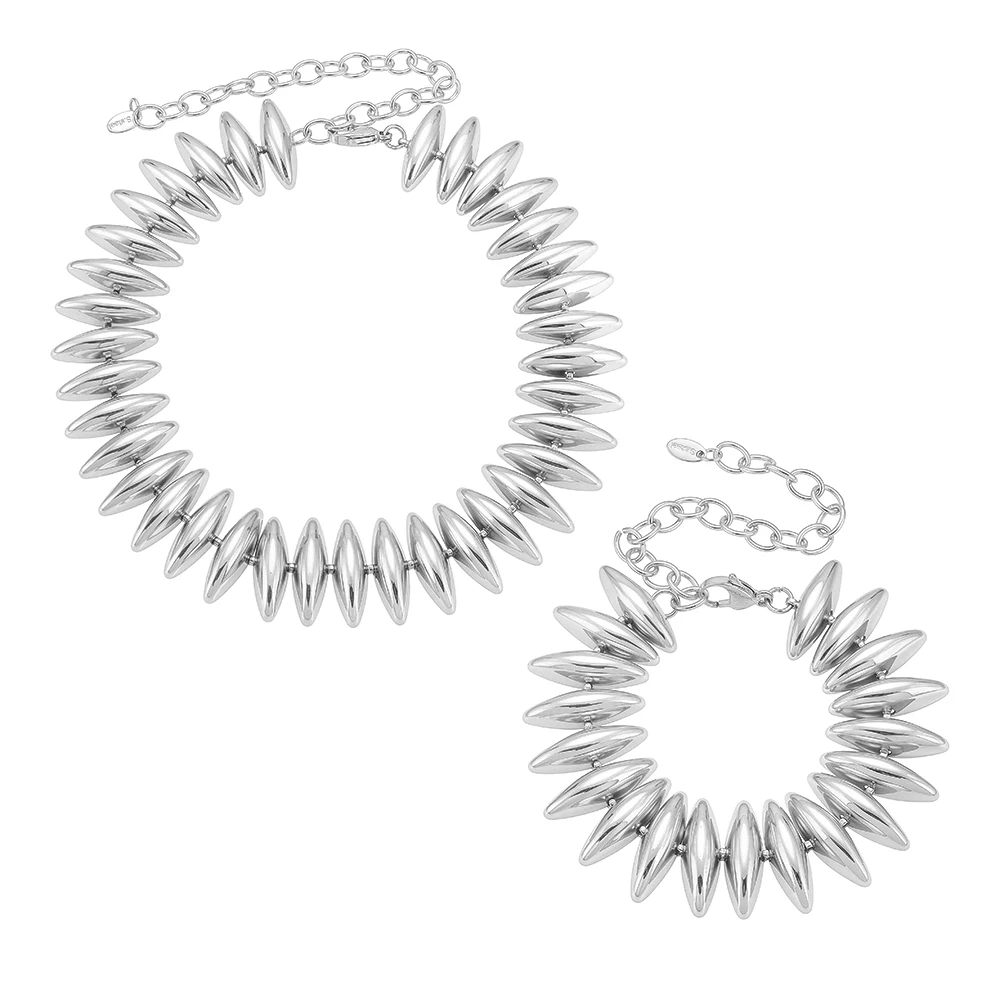 Stainless Steel Choker Bracelet Set 18K Gold Plated