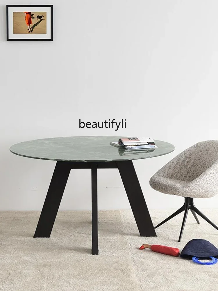 

zxqItalian Minimalist Stone Plate Dining Nordic Style Solid Wood round Dining Table Home Mid-Ancient Light Luxury Large round Ta
