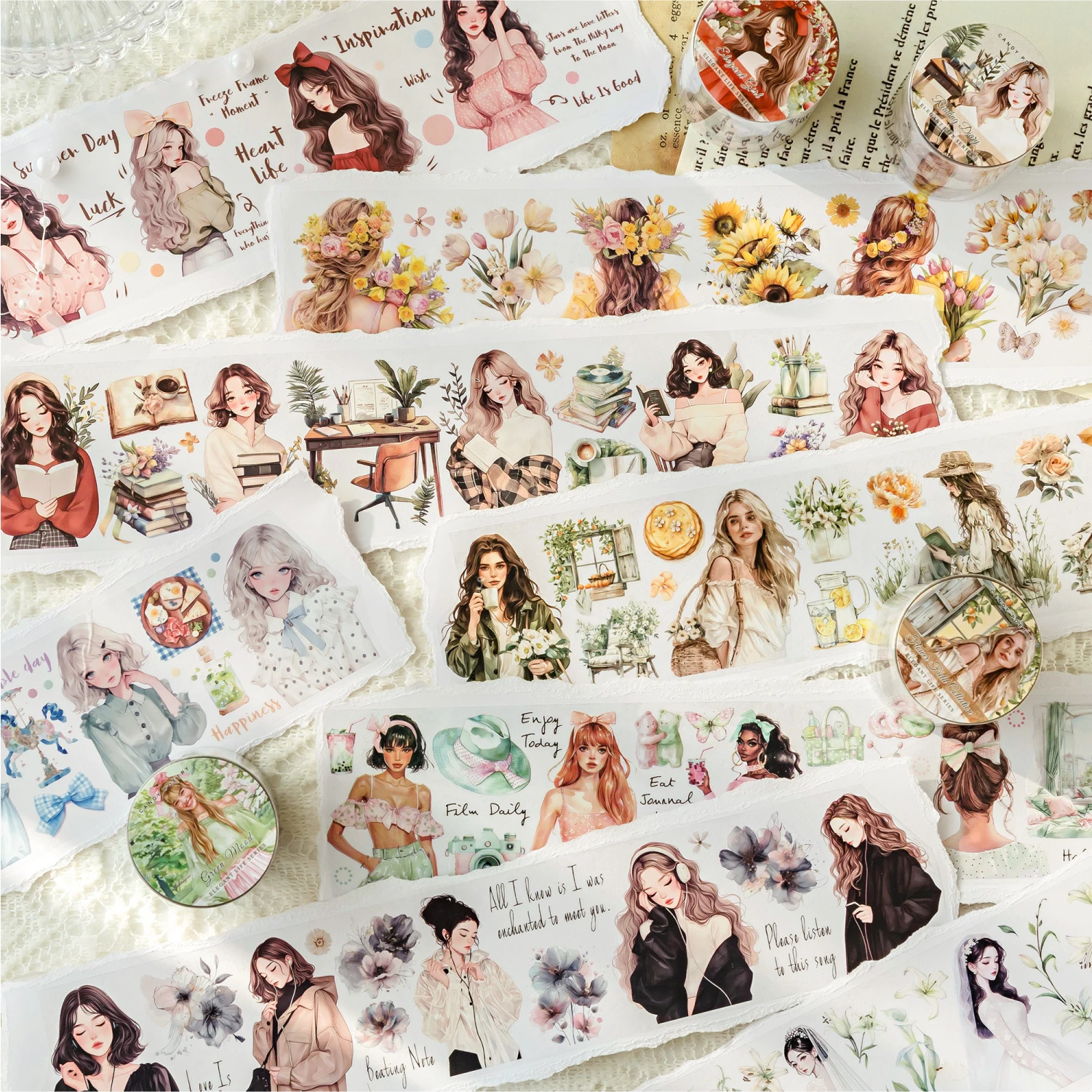 

8 стилей, 2 м/1 рулон, матовая ПЭТ-лента с тематикой персонажей для DIY, справочника, чехол для телефона, ноутбука, фоторамка, украшение для бирки