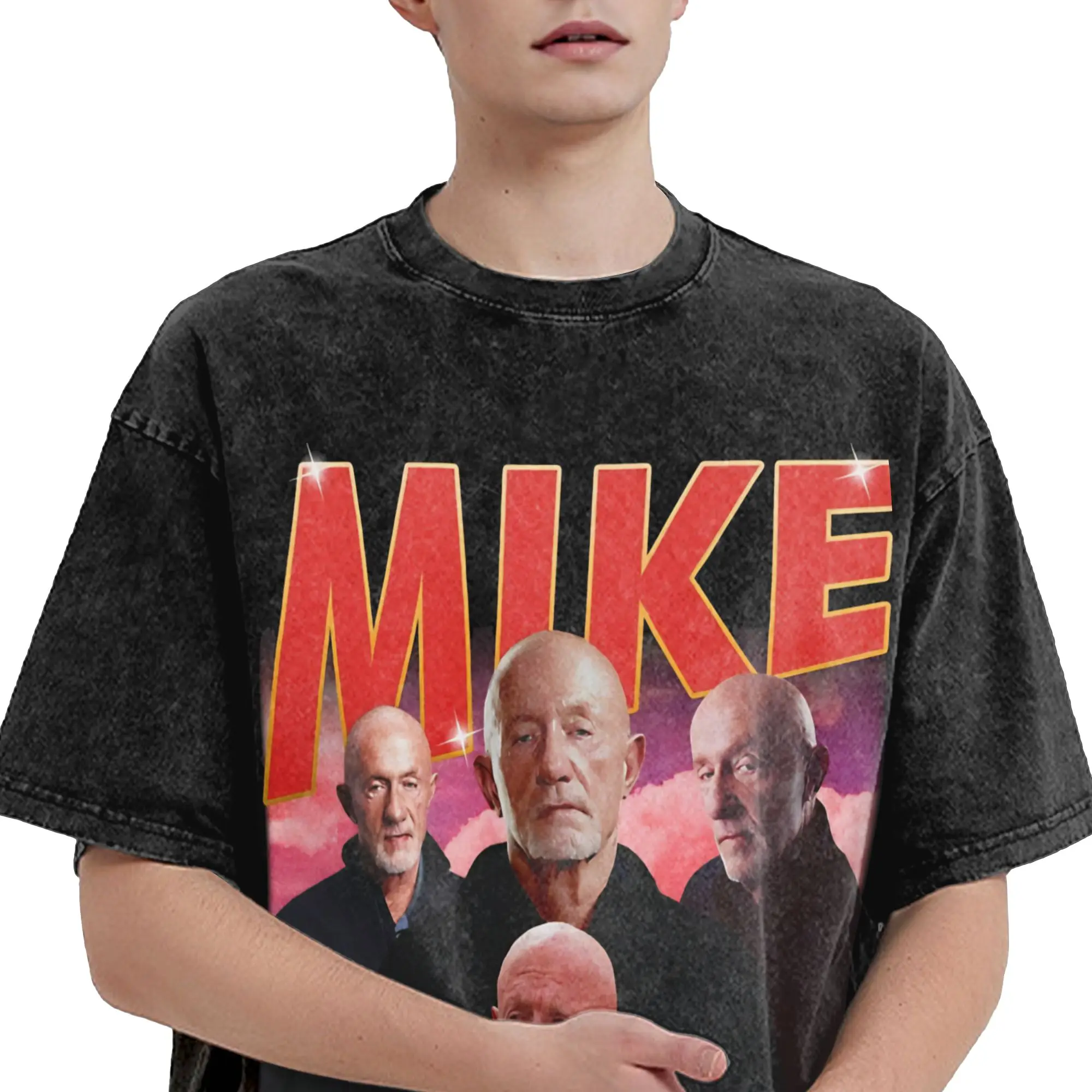 Mike Ehrmantraut Breakings Bads  Merch Washed T Shirt Men Women Streetwear Hip Hop T-Shirts Printed  Tees Tops Short Sleeve