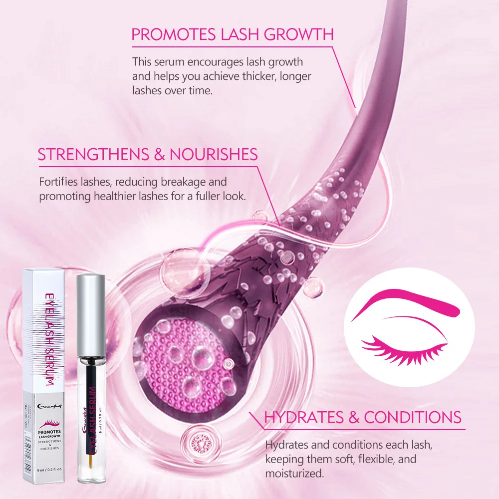 Siero per la crescita delle ciglia – Allungamento rapido, Uso delle ciglia e dei capelli fai-da-te, Curling e ispessimento, Unisex, Delicato, Certificato, Delicato sulla pelle 9 ml