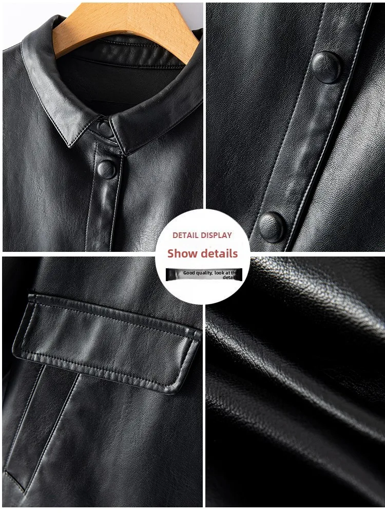   Jaqueta Feminina de Couro Genuíno Ning 2025 Nova Coleção Tamanho Pequeno Outono Inverno Curta de Pele de Carneiro Estilo Motoqueiro para o Dia a Dia