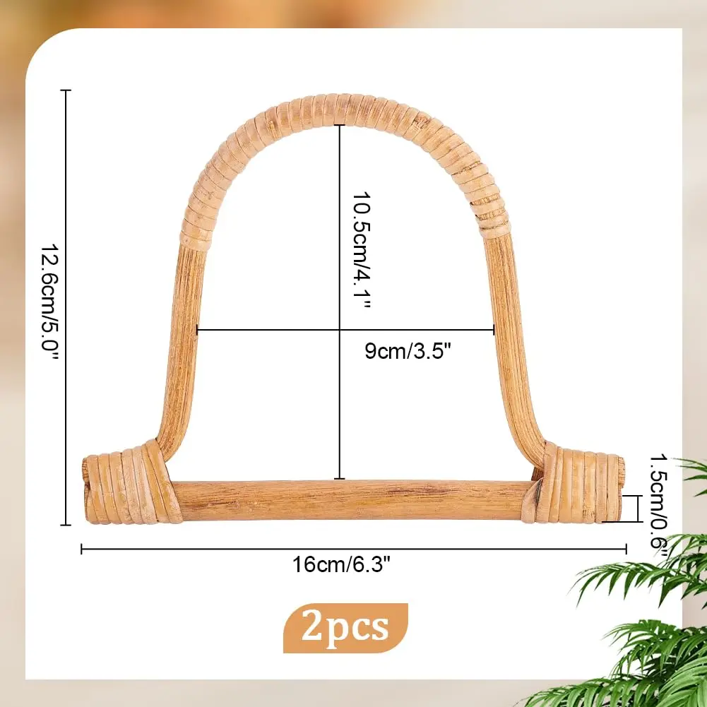 2 szt. 6,2 cala torebka w kształcie litery D rattanowe uchwyty wymiana ręcznie robiona torba na szydełku plażowym płócienne torebki DIY akcesoria do