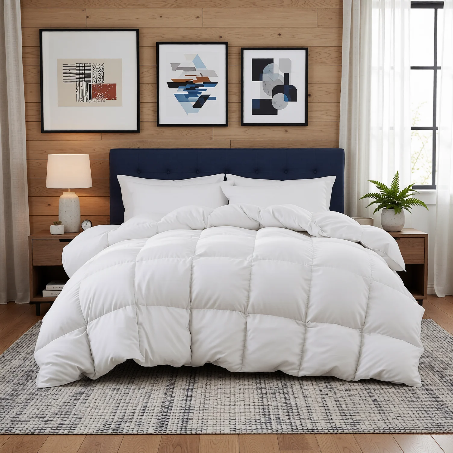Comforter Duvet Insert, Quilted All-Season Comforter, Twin/Full/Queen/King, Down Alternative Bedding Blanket with 8 Tabs, Soft Cozy Warm, Machine Washable, Christmas & Halloween Home Decor, Bedroom & Guest Room, Gift for Women & Men