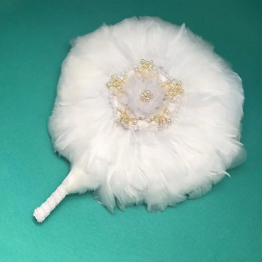 1 pz matrimonio piuma amore fotografia prop sposa fiore bellissimo ventaglio da sposa