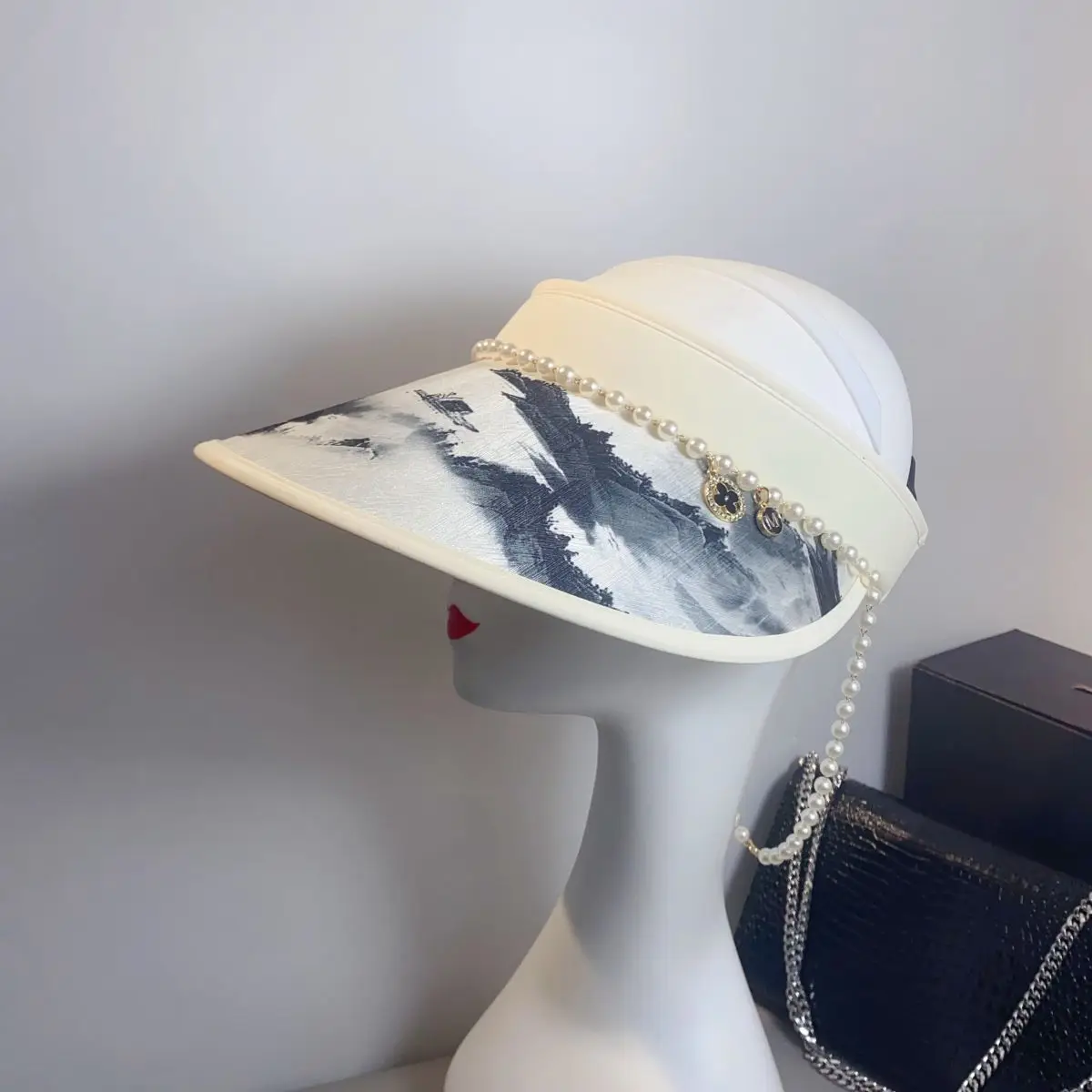 Chinese Feng Shui Ink Painting Small Fragrance Wind Empty Top Hat Women\'s Sun Protection Hat Summer UV Protection Sun Hat