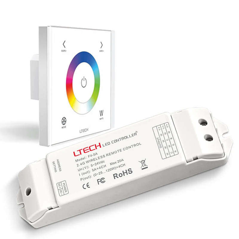 

LTECH DMX Controller EX4S LED Rgbw Strip 220V Wall Touch Panel AC100V-240 2.4GHz & DMX Dual Function With Receiver F4-5A