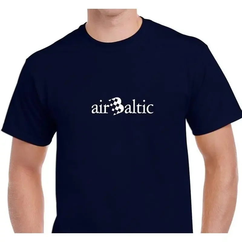 Air Baltic Vintage White Logo Latvian Airline Marineblaues Baumwoll-T-Shirt